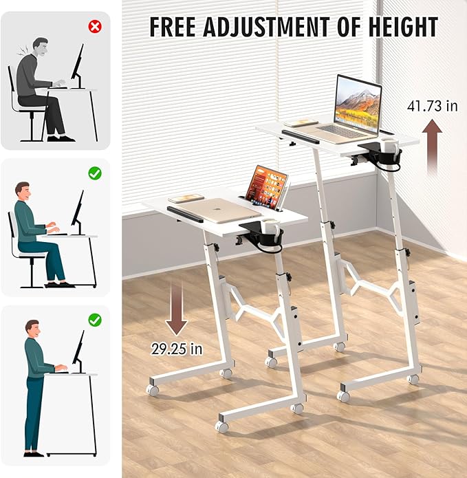 Small Standing Desk with Wheels, Portable Treadmill Desk, Rolling Desk - Image 5