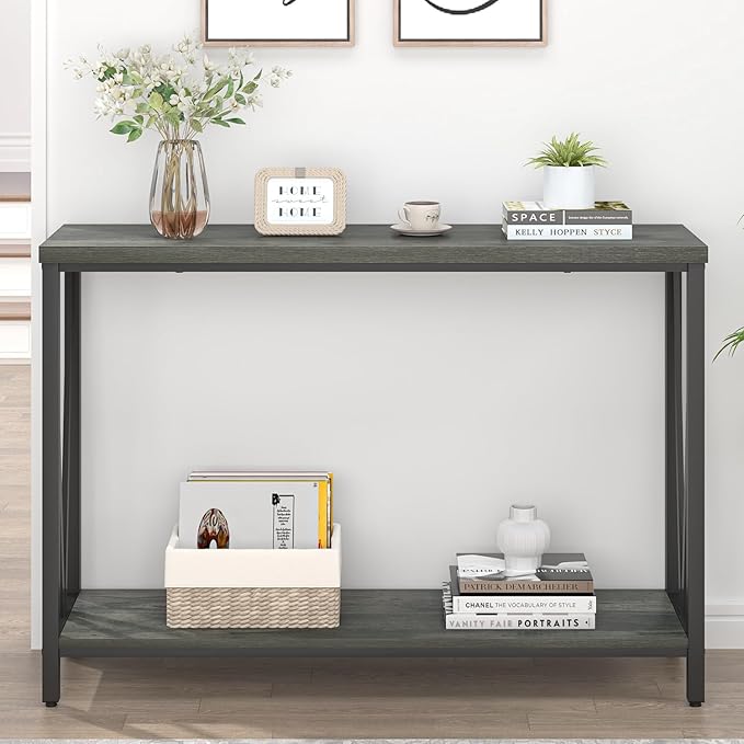 EXCEFUR Entryway Table, Rustic Wood Sofa Console Table - Image 7