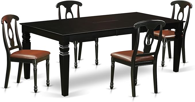 East West Furniture LGKE5-BLK-LC 5 Piece Dining Set Includes a Rectangle Dining by EastWestFurniture