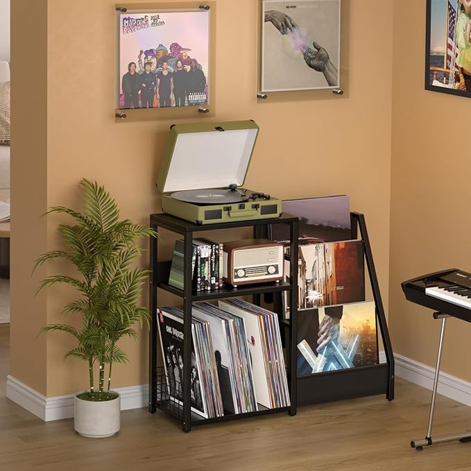 LELELINKY Black End Table, Record Player Stand - Image 3