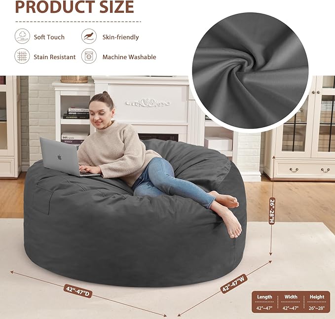 4FT Bean Bag Chair, Large Bean Bag Chairs - Image 3
