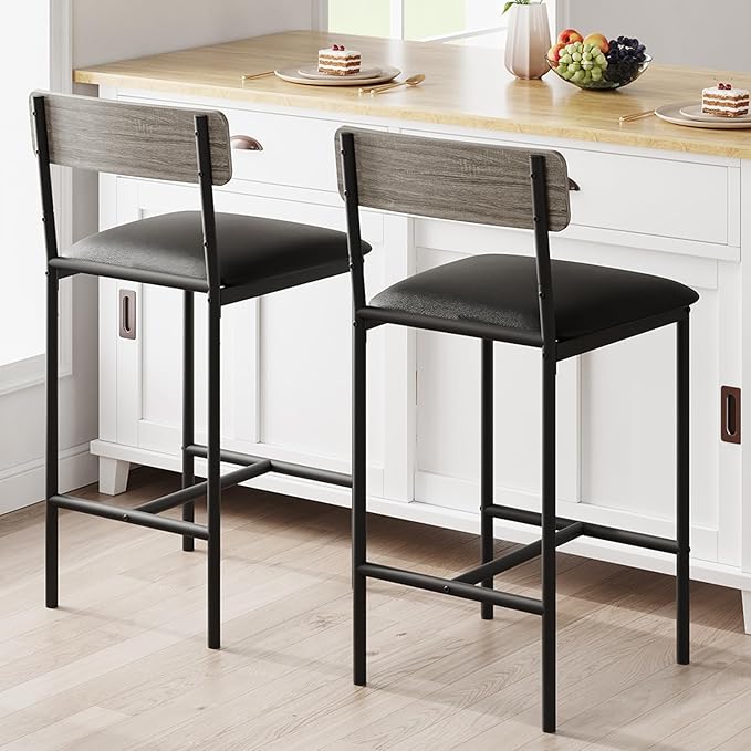 GarveeHome Bar Stools Set of 2, Upholstered Height Bar Stools by GarveeHome