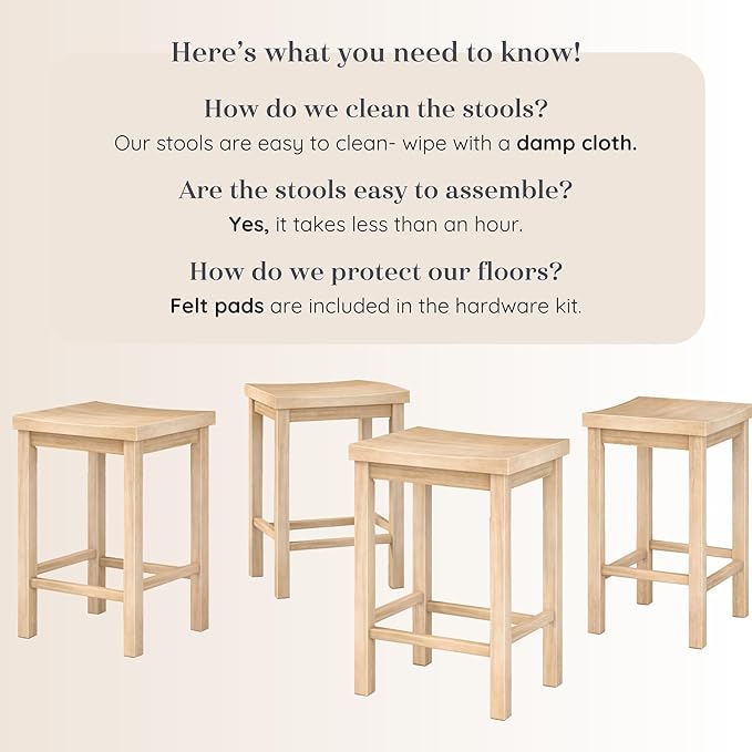 Grain & Grove Smith Collection Set of 4 Solid Wood Counter Height Bar Stools - Image 5