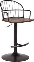 Armen Living Edward Adjustable Walnut Glazed Barstool in Black Powder Coated by ArmenLiving