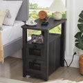 Farmhouse XXL End Table with Charging Station, Narrow Side Table with USB Ports by HDDDZSW