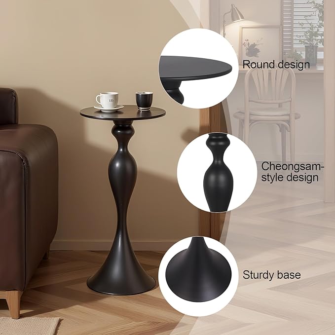 Small Accent Meatl Side Tables, Metal Round Martini Table, Vintage Side End - Image 5