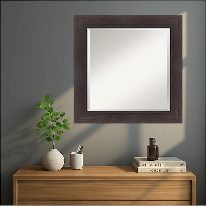 Amanti Art Brown Wall Mirror 26x26 Sloped Espresso Square Bathroom Mirror - Image 6