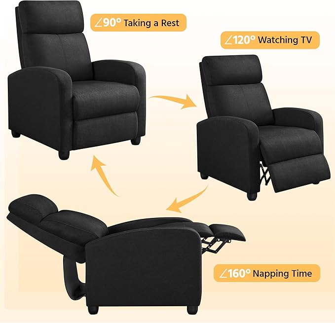 Yaheetech Fabric Recliner Chair Sofa Ergonomic Adjustable Single Sofa - Image 7