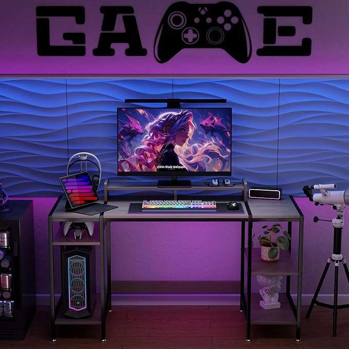 Computer Gaming Desk with Monitor Stand, Home Office Desk Suitable - Image 6