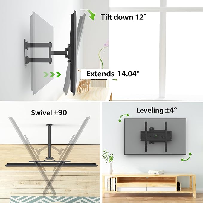 USX MOUNT Corner TV Wall Mount for 26-60 Inch TVs up to 80 lbs, Single - Image 8