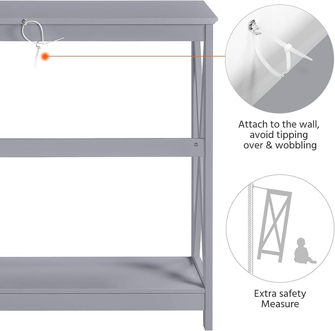 Yaheetech Console Table for Entryway, 2 Tier Narrow Sofa Table Bookshelf Accent - Image 6