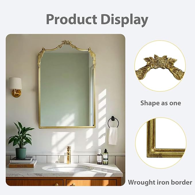 European Retro Mirror, Wall Mirror, Traditional Retro Baroque Mirror, - Image 3