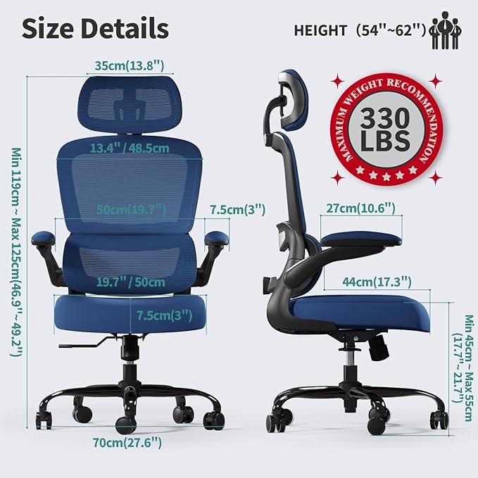 TRALT Office Chair Ergonomic Desk Chair, 330 LBS Home Mesh Office Desk Chairs - Image 2