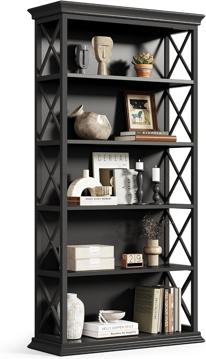 Little Tree 6-Tier Bookcase, 71 Inches Industrial Bookshelves, Floor Standing by LITTLETREE