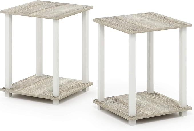 Furinno Simplistic Set of 2 End Table, Sonoma Oak/White - Image 8