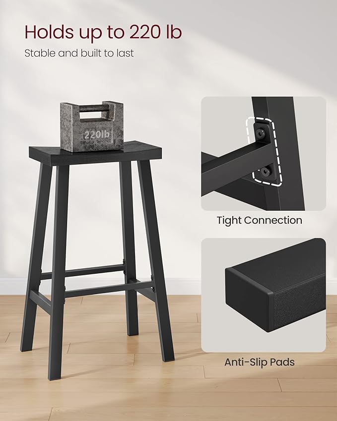 VASAGLE Bar Stools Set of 2, Counter Height Stools, Bar Chairs - Image 7