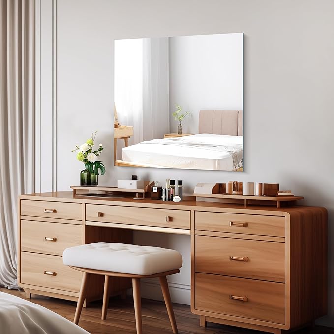 Frameless Mirror, 30x30 inch Square Bathroom Mirrors - Image 2