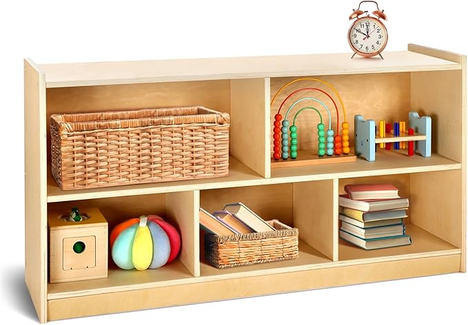 wingyz Wooden Storage Cabinet, 5-Section Montessori Bookshelf, Kids Toy Storage by wingyz