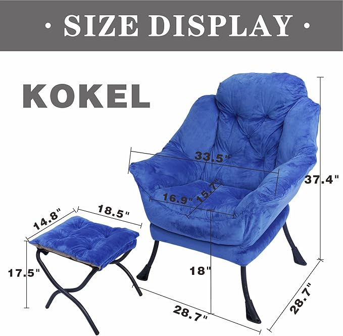 Kokel Lazy Chair with Folding Ottoman, Living Room Chairs - Image 3