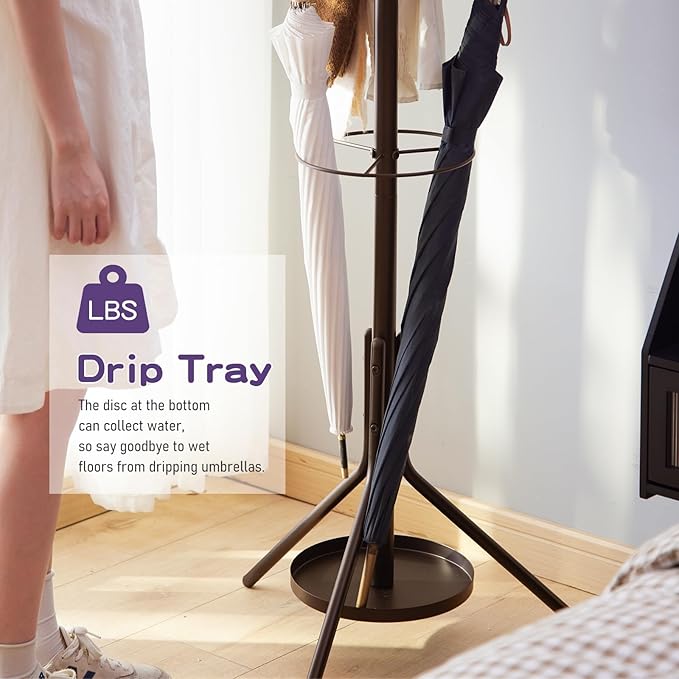 Coat Rack Freestanding, Entryway Hanger Stand, Umbrella Holder, Hall Tree - Image 4