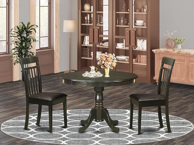 East West Furniture HLCA3-CAP-LC 3 Piece Modern Dining Table Set Contains a - Image 6