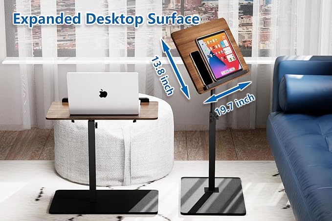 C Shaped End Table, Swivel and Turnable Desktop, Foldable Side Table - Image 6