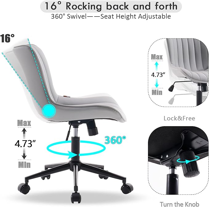 YOUNIKE Grey Home Office Desk Chair - Image 3