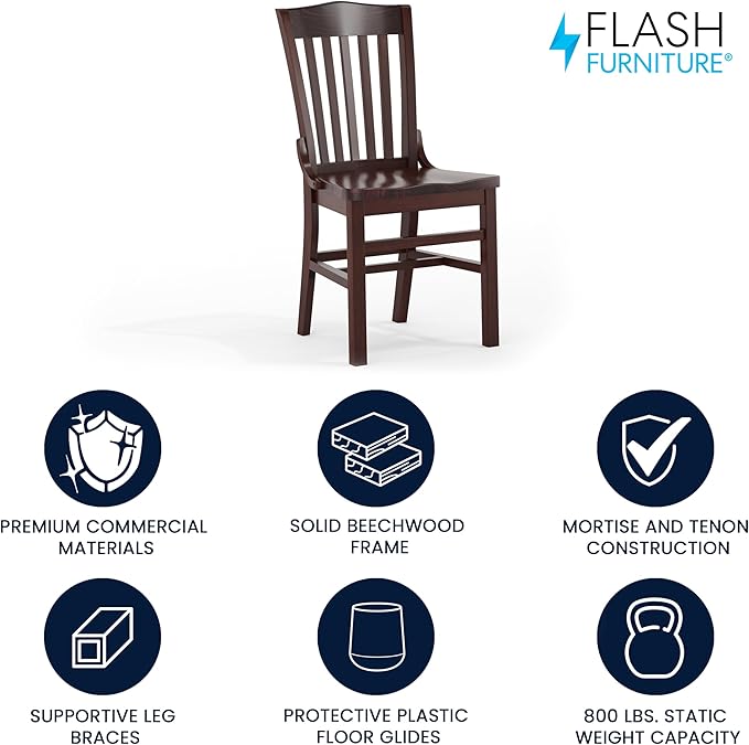 Flash Furniture Hercules Series School House Back Mahogany Wood Dining Chair - Image 4