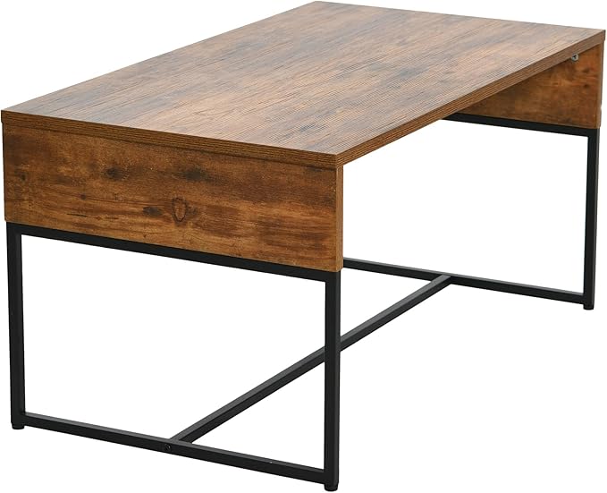 Household Essentials Wrap Rectangular Coffee Table Rustic Hickory Wood Grain - Image 4