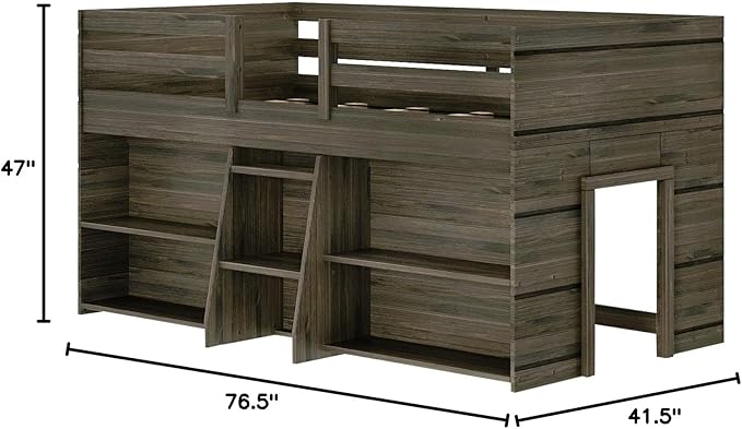 Max & Lily Modern Farmhouse Low Loft Bed, Twin Bed Frame - Image 2