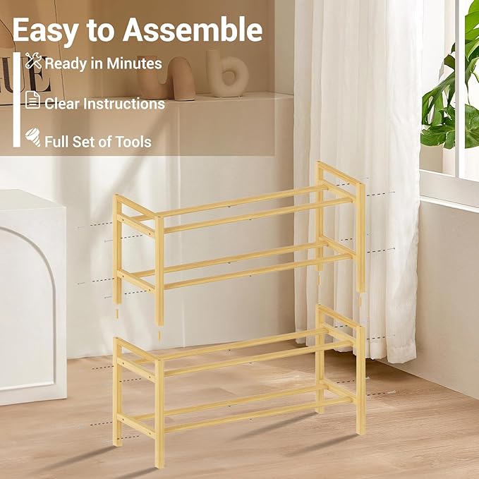 Haddockway Bamboo Shoe Rack for Closet, Free Standing Shoe Organizer - Image 4