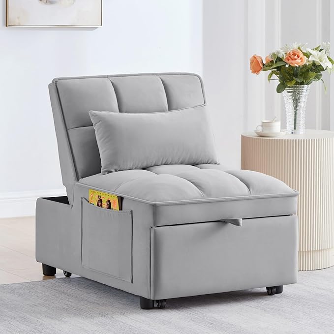 KEIKI Velvet Single Convertible Sleeper Chair Sofa Bed - Image 6