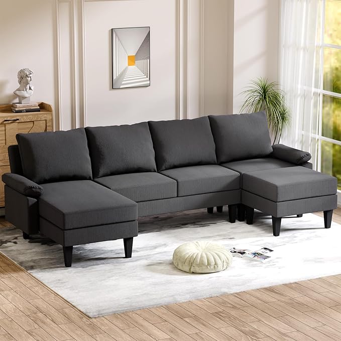 U Shaped Sectional Couch, Convertible Modular Sectional Sofa by FONTOI