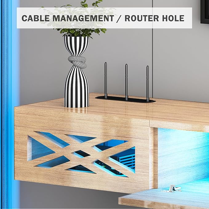 Floating TV Stand, Floating Wall Mounted TV Shelf Modern High Gloss tv Cabinet - Image 4