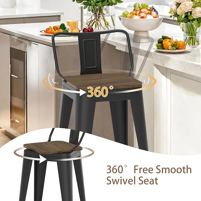 30 Inch Swivel Bar Stools Set of 4, Counter Height Bar Stools - Image 7