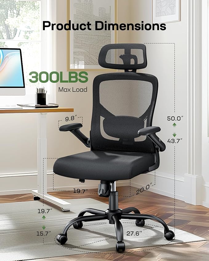Marsail Ergonomic Mesh Office Chair High Back Desk Chair Adjustable Lumbar - Image 2