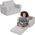 Comfy Toddler Chair, 2-in-1 Toddler Couch Fold Out, Convertible Sherpa Sofa to by BestRoyal