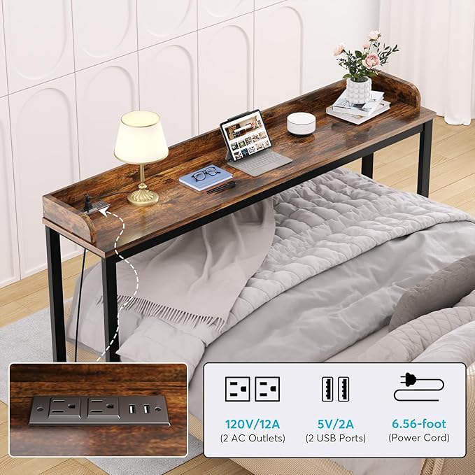 70.8" Standing Desk with Charging Station, Extra Long Desk on Wheels - Image 6