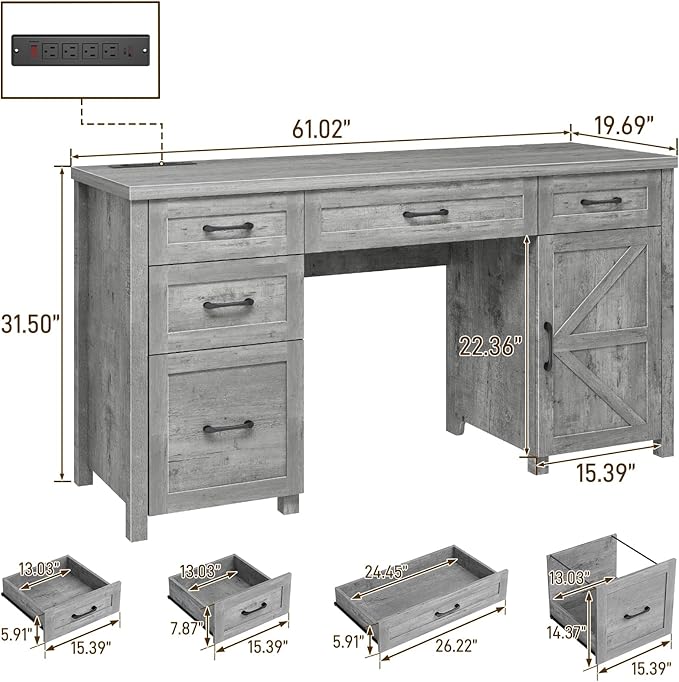 Farmhouse 61'' Executive Desk - Image 2