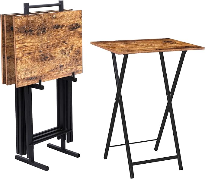 HOOBRO Folding TV Tray Tables, Industrial Side Table by HOOBRO