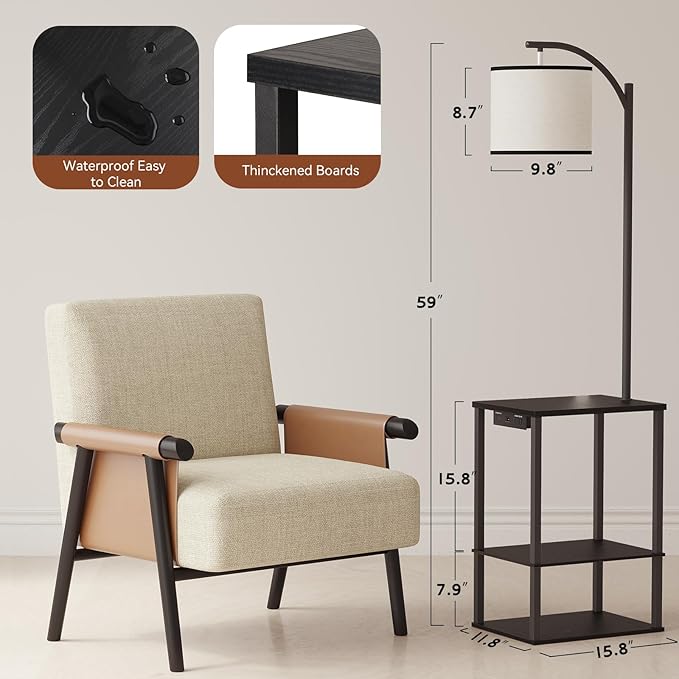 SUNMORY Floor Lamp with Table, End Table - Image 3