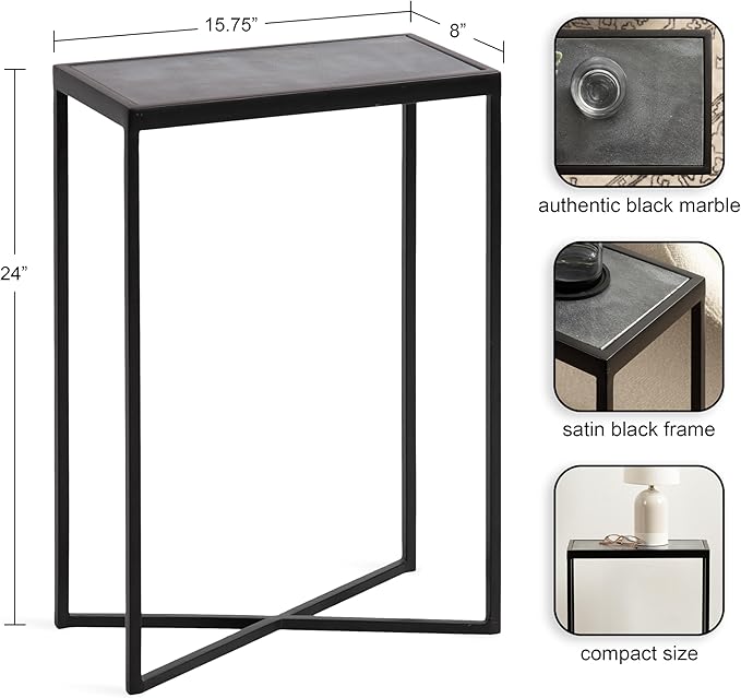 Kate and Laurel Jaspur Modern Slim Side Table, Decorative Glam Narrow End Table - Image 2