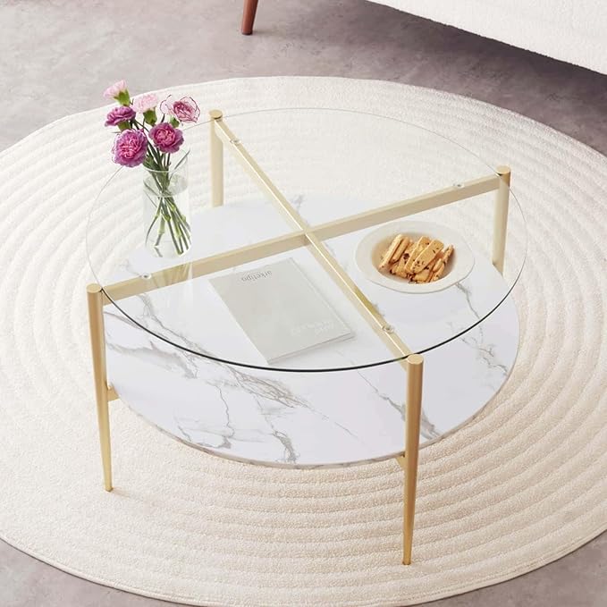 Round Coffee Table for Living Room, Mid-Century Modern Design, D30 x H17 by LumFurn