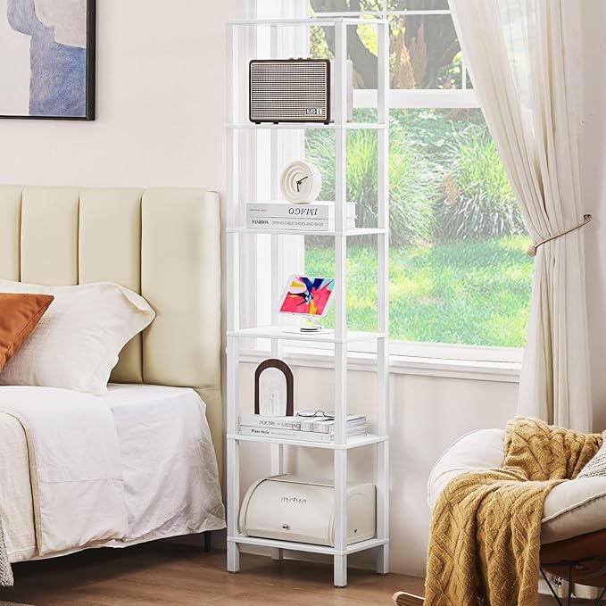 66in Tall Bookshelf 6-Tier Small Narrow Bookcase, Skinny Book Shelf - Image 7