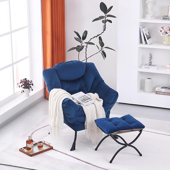 Lazy Chair with Ottoman, Modern Accent Chair Lounge Leisure Sofa Chair with - Image 6