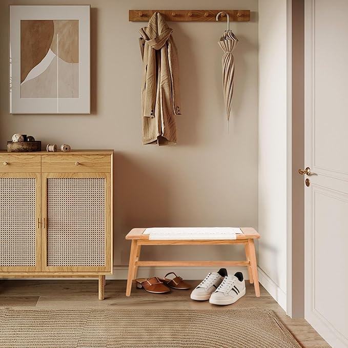 Solid Wood Entryway Bench, Wooden Dining Benches - Image 5