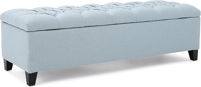 Christopher Knight Home Ottilie Fabric Storage Ottoman, Light Sky, Dimensions: - Image 9