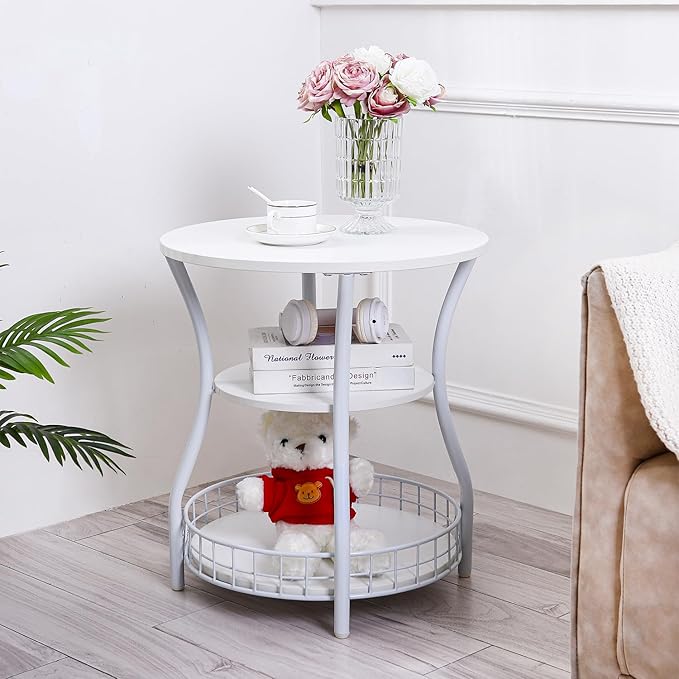 Round End Table, 3-Tier Side Table by AnlanborbyAnlanborHome