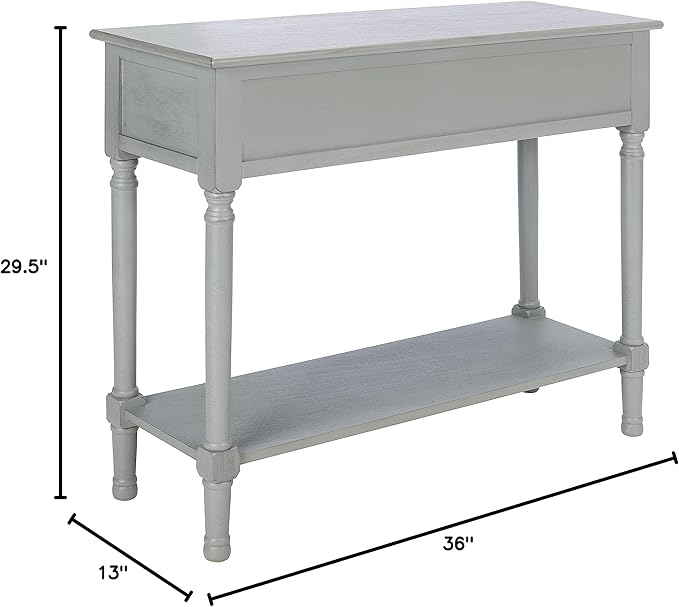SAFAVIEH Home Collection Tate Distressed Grey 2-Drawer Bottom Shelf Console - Image 14