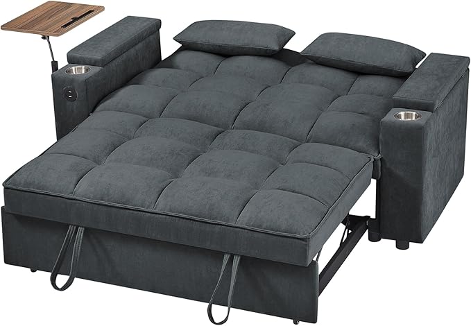 3 in 1 Queen Loveseat Convertible Sofabed Modern Living Room Multifunctional - Image 9
